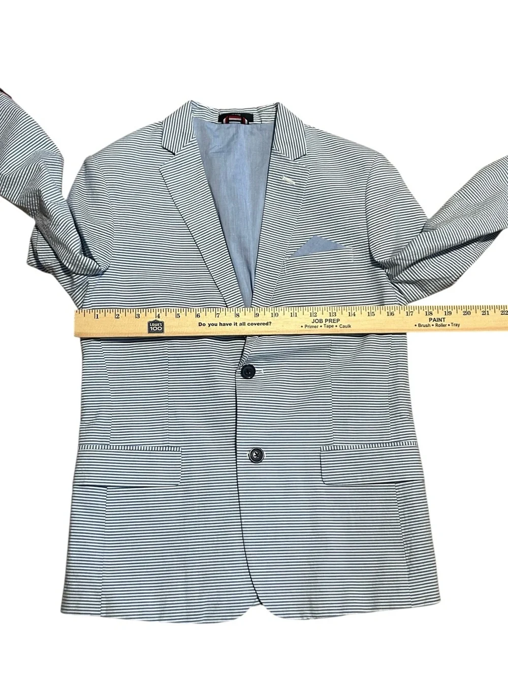 New Tommy Hilfiger Blue White Striped Seersucker Jacket Boys Size 14 NWT